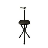 Folding Cane Seat 220 Lbs Capacity Thick Aluminum Alloy Cane Stool Crutch Chair 3 Legs Highly Adjustable LED Light for Elderly Outdoor Travel Rest Stool Folding Chair Fauay