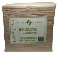 World Centric Compostable 2 Ply Unbleached Dinner Napkin, 15 x 16 inch - 3000 per case.
