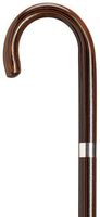 Crook Handle with Silver Accent Collar 1" Diameter Wooden Shaft Walking Cane (Ebony)