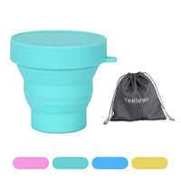 Yeelewo Collapsible Silicone Cup for Sterilizing and Storing Menstrual Cup, Reusable and Foldable for Camping Hiking Travel and Outdoors (Sky Blue)