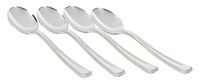 Exquisite 160 Disposable Plastic Silver Teaspoons Silverware, Fancy Plastic Cutlery, Heavy Duty Quality Utensils for Catering Formal Events, Wedding, Parties, Dinner and all other occasions