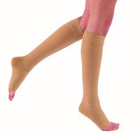 JOBST Relief Knee High Open Toe Compression Stockings,, Unisex, Extra Firm Legware for Tired and Heavy Legs, Compression Class- 30-46