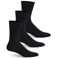 Facool Diabetic Socks for Men Women, Non-Binding Socks, Cotton Ankle Diabete/Dress Socks with Seamless Toe 3 Pairs Medium Black
