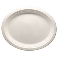 Durable Eco-Friendly 12.5" x 10" Bagasse Plates(Oval) - Pack of 50 White Plates. Microwave Safe, Compostable, Made from Sugercane Fibers (50 Count)