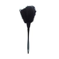 VEIREN Turkey Feather Duster Furniture Cabinets Car Musical Instrument Corner Dust Cleaning Tools with Plastic Handle Anti Static Household Cleaning Suuplies, Black