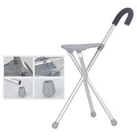Ckssyao Folding Cane Holder - Auxiliary Tripod, Thick Aluminum Cane Stool, Crutches Walker, Suitable for The Elderly to Solve People with Reduced Mobility,Gray