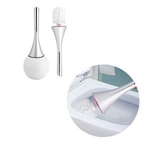 Yosoo Toilet Bowl Brush and Holder, Creative Toilet Cleaning Brush Set with Stainless Steel Base (White)