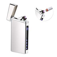 Kivors Plasma Arc Beam Lighter, USB Rechargeable Electric Windproof Arc Lighter Holiday Festive Gift - no Butane - splashproof - Flameless (Silver)