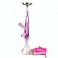 BuBu-Fu Hose Hookah Set, Easy to Clean Simulation Equipment Glass Single Hose Shisha Hookah Set, Large Not Tilting Stainless Steel Durable Arabian Hookah Set,Cpink