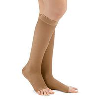 Knee High Compression Stockings, Moderate (15-20 mmHg), Open Toe - Made in USA, Beige, XL - Made in The USA