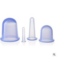 Anti Cellulite Silicone Neck Face Body Massage Cupping Cups Blue x 4 Sizes with Full Instructions