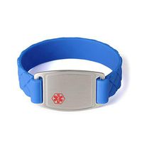 BAIYI Medical Alert ID Bracelets Silicone Sports Wristband Blue for Boys 6.5 inch