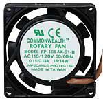 Common Wealth FP-108AX-S1-B-R(115) 115 VAC Tube axial Fan 80 mm x 80 mm x 25 mm, 23 CFM