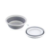 HENGTONGTONGXUN Folding washbasin retractable household wash foam foot portable thickening travel outdoor car laundry washing basin large gray Multi-function bucket, (Color : Gray, Size : 37.5cm)