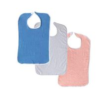 3 Terry Adult Bib with Hook and Loop Closure (Royal, White, Pink)