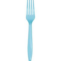 Club Pack of 288 Pastel Blue Premium Heavy-Duty Plastic Party Forks