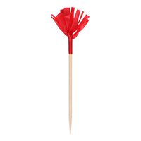 Hoffmaster 600158 Simply Baked Paper Frill Appetizer Toothpick, 2.5" Long, Scarlet On Natural Wood Pick (Pack of 500)
