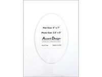 PA Framing, Photo Mat Board, 5 x 7 inches Frame for 3.5 x 5 inches Photo Art Size, Oval - Cream Core/White