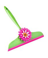 Vigar Flower Power Squeegee, Pink and Green, 9 inches, Space-Saving Hanging Hole for Quick-Drying