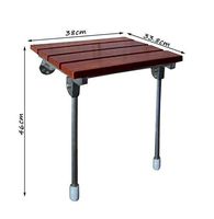 LBSX Home Care Wall Mounted Solid Wood Aluminum Folding Shower Seat Heavy Anti-Skid Bath Stool, Load-Bearing 250kg,38×33.8×46cm