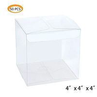 Mose Cafolo Lot of 50pcs 4x4x4 inches (10x10x10cm) Clear Plastic Candy Gift Boxes Thick PVC Anti Scratch for Wedding, Party and Baby Shower Favors