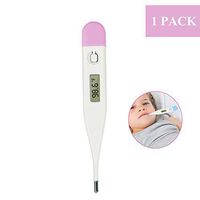 Digital Thermometer, LCD Screen Basal Thermometer for Armpit Rectal and Oral Waterproof Body Thermometer for Adults, Kids and Baby (Pink)