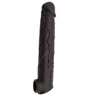 Amalgo 2020 Style Beautihome Black 12 Inch Long Style Penis Sleeve Enlarger Ultra-Lifelike Fantasy X-Tensions Extender Extension Chastity Extension Cock Sleeves Dick Sock Reusable Condoms