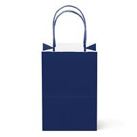 24 Counts Food Safe Premium Paper and Ink Small 8.5” X 5.25”, Vivid Colored Kraft Bag with Colored Sturdy Handle, Perfect for Goodie Favor DIY Bag, Environmentally Safe (Small, Navy)
