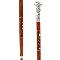 Premium Chromed Deluxe Walking Sticks | Rosewood Crafted Walking Cane with Solid Brass Chrome Decorative Bars | Walking Canes & Crutches | Nagina International (Dome, 36 Inches)