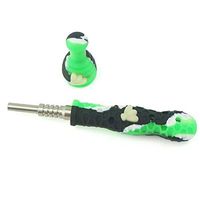 Unbreakable Honeycomb Silicone Straw Pipe 6.5" (Green/Black/White)
