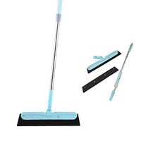 Extendable Rod Floor Squeegee Broom,QINGQIU Foam Rubber Floor Squeegee with 41.7" Upgraded Removable Rod,Comes 2 EVA Squeegee Replacement Heads,Water Removal,Pet Hair/Window Cleaning（Baby Blue）