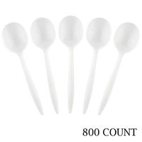Plasticpro Cutlery 800 Mediumweight White Disposable Plastic Soup Spoons