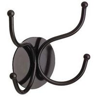 Buddy Products 2 Hook Coat Rack on Round Plate Frame, Steel with Enamel Finish, 2.5 x 7 x 7.25 Inches, Black (93826-4)