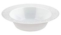 Table To Go ‘I Can’t Believe It’s Plastic’ 200-Piece Plastic Bowl Set | Lace Collection | Heavy Duty Premium Plastic Bowls for Wedding, Parties, Camping & More (White)