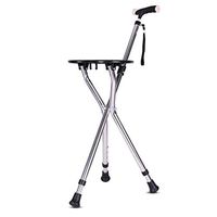 LTOOA Folding Canes Stool Chair Walking Stick with Seat Folding Seat Stick with Detachable LED Lighting Flashlight Elderly Disabled Person Walker Equipped
