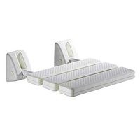 Shower Seat with Padded Seat and Back, Bathroom Folding Stool Seat,Shower Stool Barrier-Free Anti-Slip Bathroom Handrails Elderly Safety Wall Bench Bath Stool,White