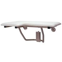 Mustee 390.403 Right Hand L-Shaped Fold Down Seat Bench, 32", White