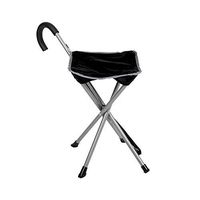 Mac Sports Folding Cane Chair for Women and Men | Walking Stick, Stool-Style, Folding Cane, Cane with Seat, Quad Base, Collapsible, Folding Stools for Adults and Seniors, Travel Friendly | Black