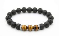 HEDQFM Bracelet for Men Aromatherapy Essential Oil Diffuser Bracelets 10mm Tiger Eye Volcanic Lava Stone Stretch Beaded Bracelets for Men and Women