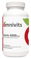 Omnivits Garlic 6500mcg (Odorless) | Ultra Concentrated Garlic Formula (Allicin and Alliin) | Supports Immune Function, Antioxidant Activity, Cardiovascular System | 90 Vegetarian Capsules