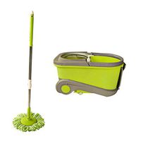 MOP THBEIBEI Spinning and Bucket Cleaning Set Washing Dehydration 2 in 1 with Roller Wheel Hangable Household Green Head5