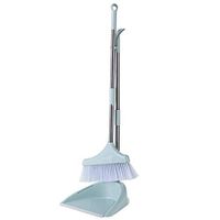 CAI - Long Wooden Handle Removable Sweep Set Dustpan and Brush Sets Plastic Bristles Indoor Use,(Blue，Size : 75x28cm)