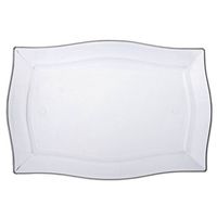 Tableclothsfactory 50 Pcs - Clear 8" x 11.5" Rectangle Wave Disposable Plastic Plate