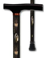 Walking Cane T Handle Derby Aluminum Adjustable Wolf Moon Design Men or Women
