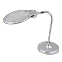 Jing Boutiques/AI LI WEI Magnifier LED Light High end Desktop Magnifying Glass Metal Hose Can Bend Curved Table Lamp Magnifying Glass, Silver 2x/6x