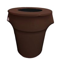 LA Linen Stretch Spandex Trash Can Cover 44-Gallon Round, Brown