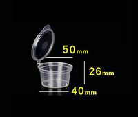 50Pcs/lot 1/1.5 Ounce Small Plastic Disposable Sauce Cups Food Storage Containers Clear Transparent Package Boxes + Lids (1.5 Ounce)