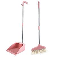 Broom and Dustpan With Long Handle Telescopic Up Windproof Multi-Function Broom And Dustpan Non-stick Hair Extra Long Handle Stainless Steel Rod Broom Set Home Kitchen Office Lobby Cleani