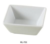 Yanco ML-703 3" Deep Dessert Bowl, Square, 5.5 oz Capacity, Porcelain, Super White, Pack of 36