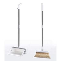Broom and Dustpan With Long Handle Telescopic Up Non-stick Hair Soft Brush Non-Slip Handle Broom And Dustpan Rotatable Stainless Steel Broom Set Lobby Floor Garage Toilet Garden Cleaning